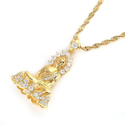 Collier pendentif bouddhiste tibétain en strass