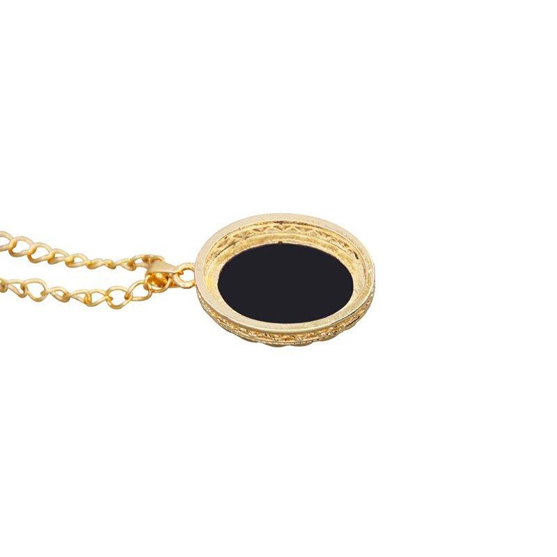 Collier pendentif camée fleur obscure plaqué or