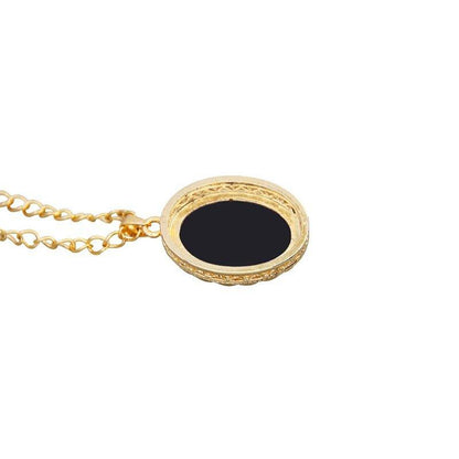 Collier pendentif camée fleur obscure plaqué or