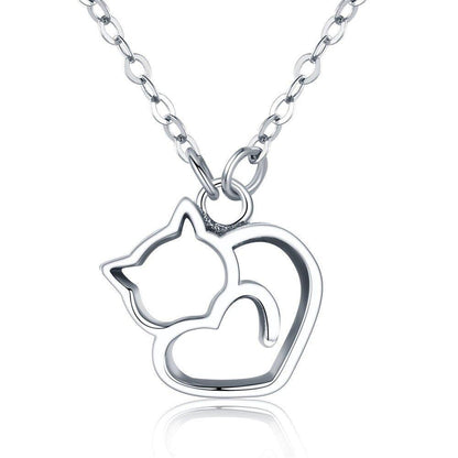 Collier pendentif chat minimaliste en argent 925 - MonPendentif