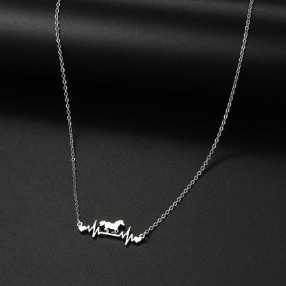 Collier pendentif cheval cardiogramme plaqué or / argent - MonPendentif