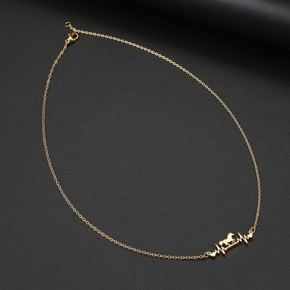 Collier pendentif cheval cardiogramme plaqué or / argent