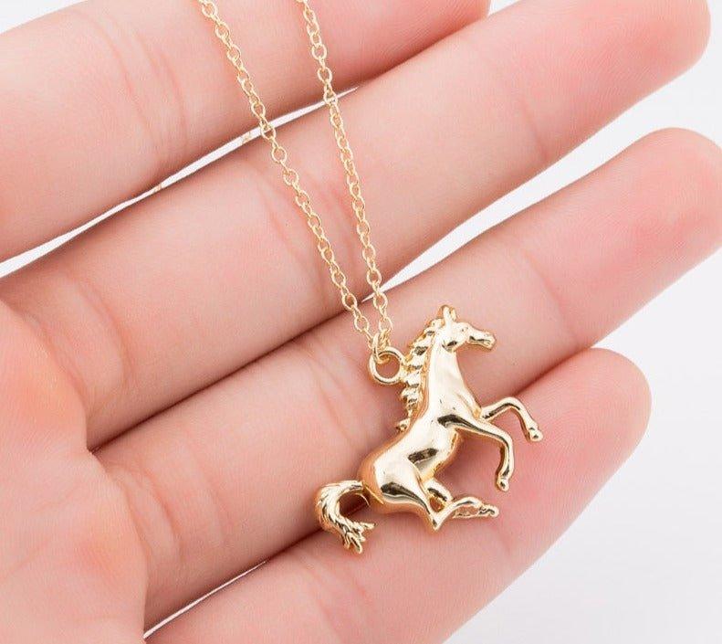 Collier pendentif cheval en relief plaqué argent / or - MonPendentif