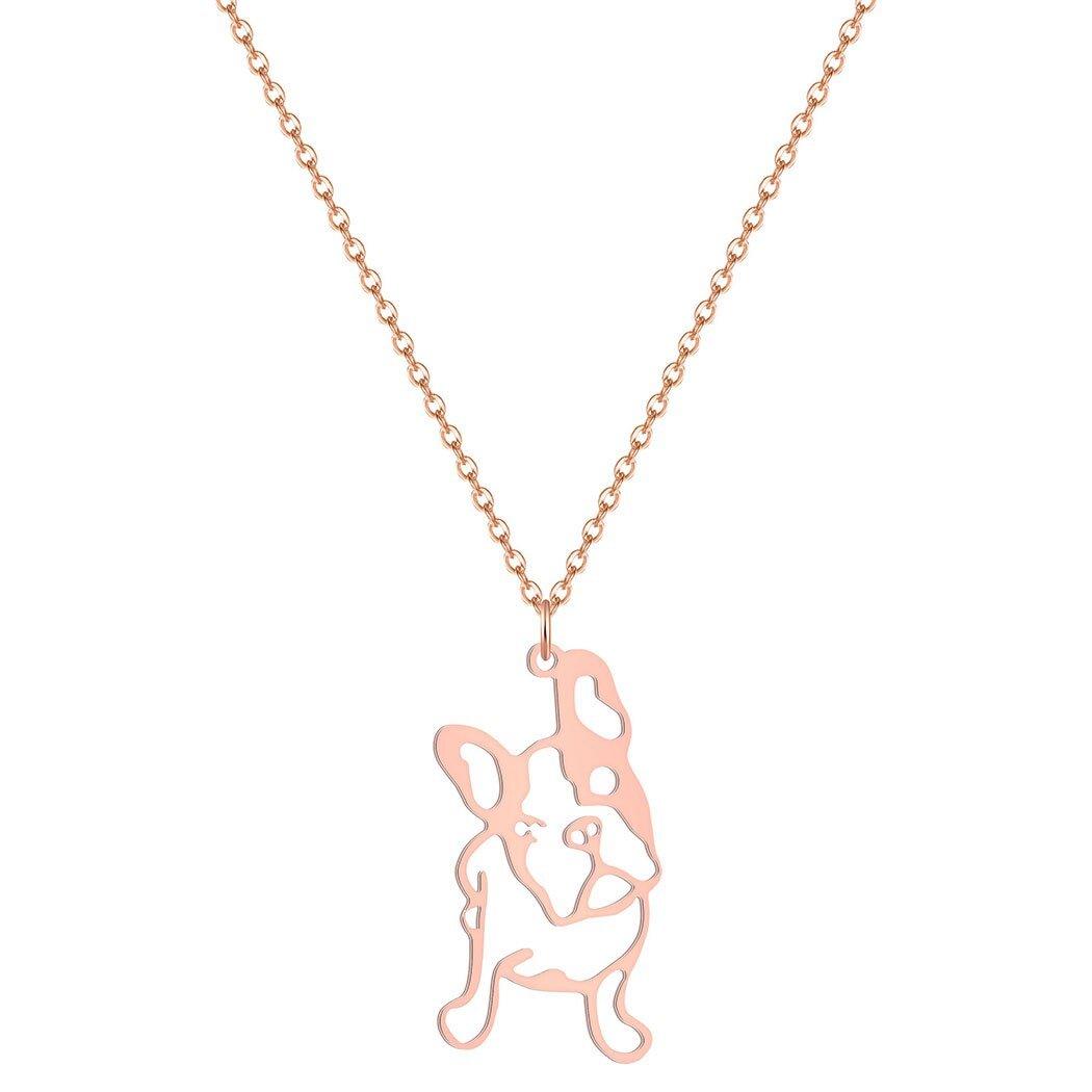 Collier pendentif chien Bulldog plaqué or / argent