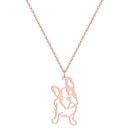 Collier pendentif chien Bulldog plaqué or / argent