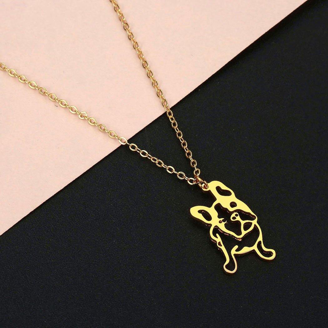 Collier pendentif chien Bulldog plaqué or / argent - MonPendentif