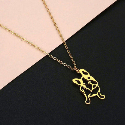 Collier pendentif chien Bulldog plaqué or / argent - MonPendentif