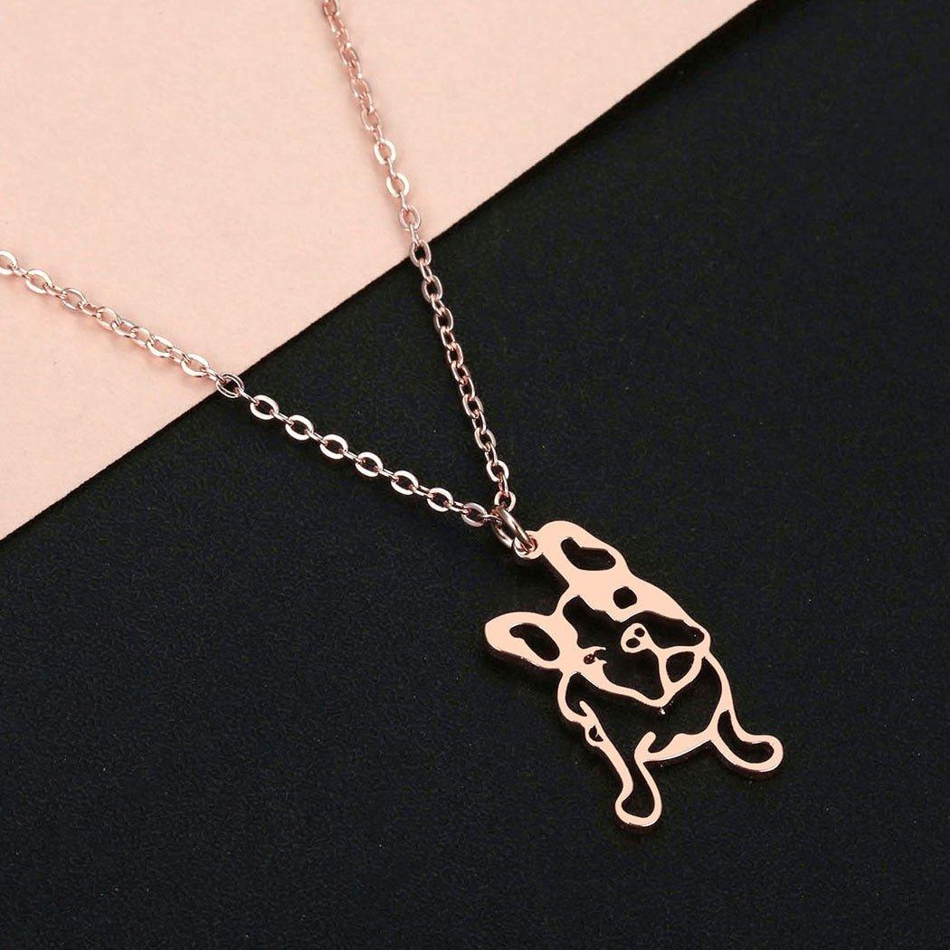 Collier pendentif chien Bulldog plaqué or / argent - MonPendentif