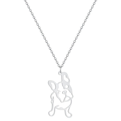 Collier pendentif chien Bulldog plaqué or / argent