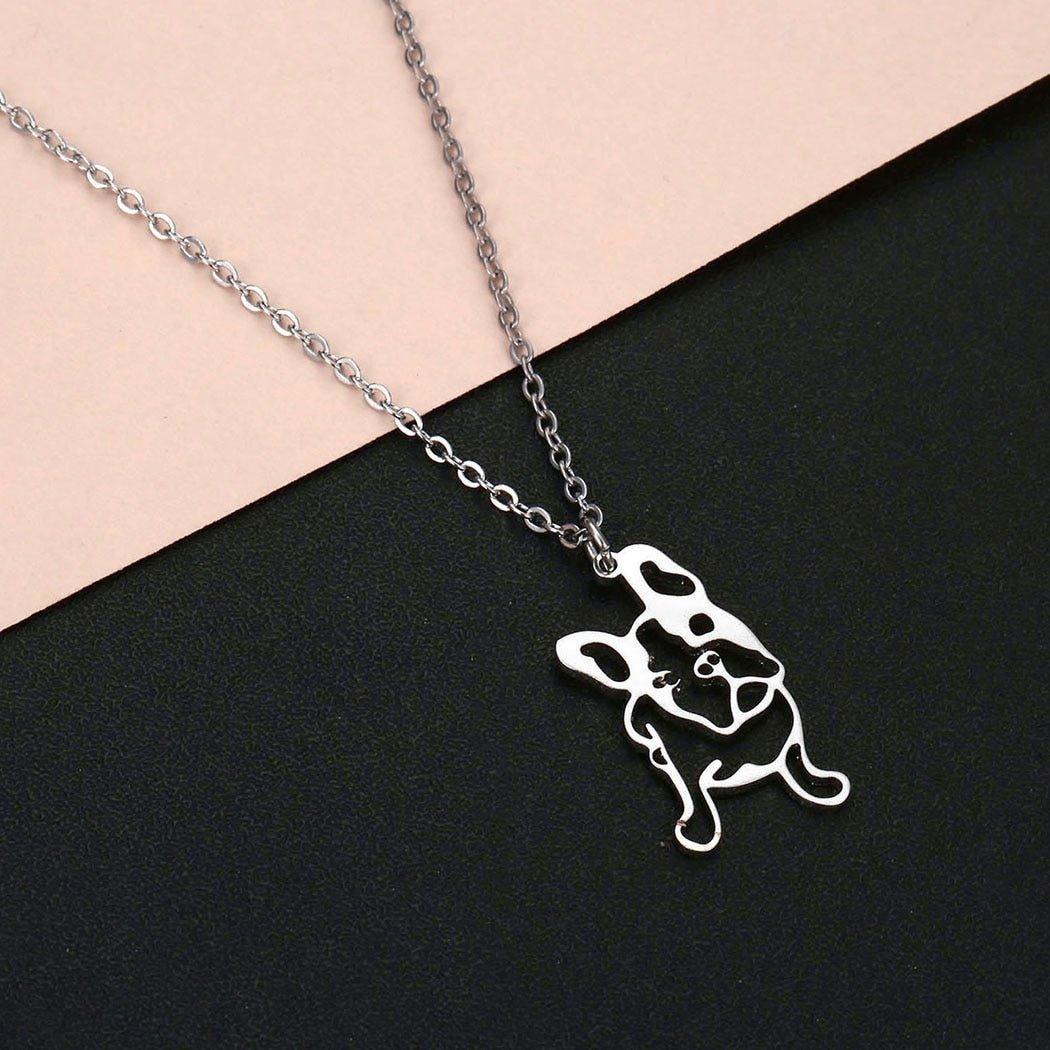 Collier pendentif chien Bulldog plaqué or / argent - MonPendentif