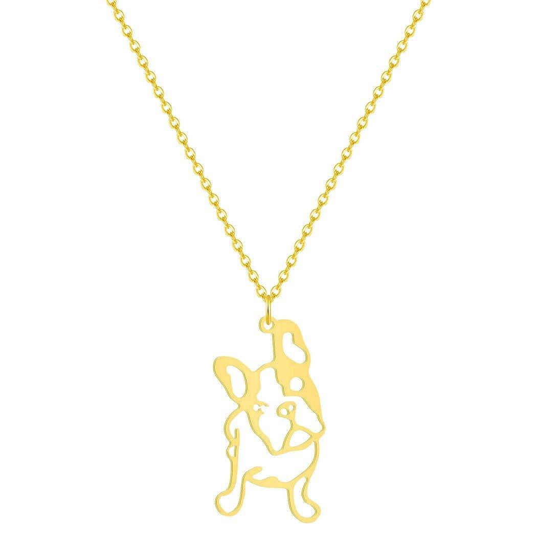 Collier pendentif chien Bulldog plaqué or / argent
