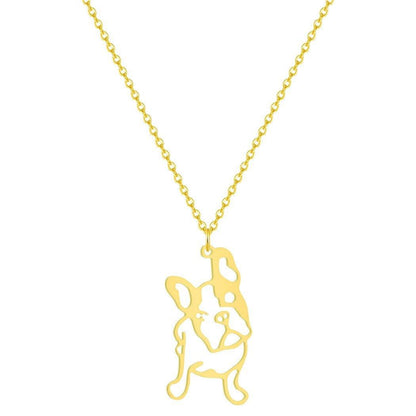 Collier pendentif chien Bulldog plaqué or / argent
