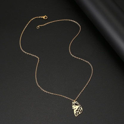 Collier pendentif chien Husky plaqué or / argent