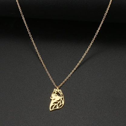 Collier pendentif chien Husky plaqué or / argent - MonPendentif