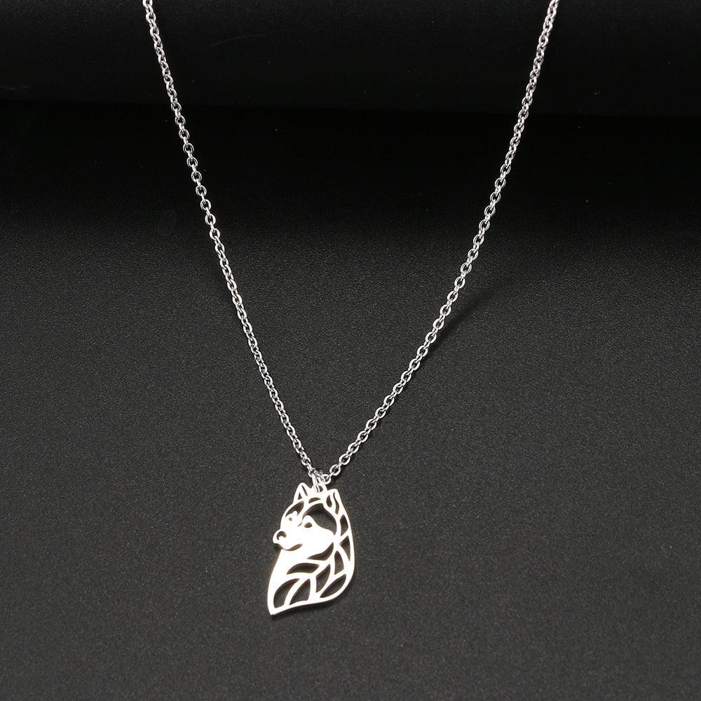 Collier pendentif chien Husky plaqué or / argent - MonPendentif