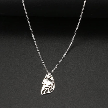 Collier pendentif chien Husky plaqué or / argent - MonPendentif