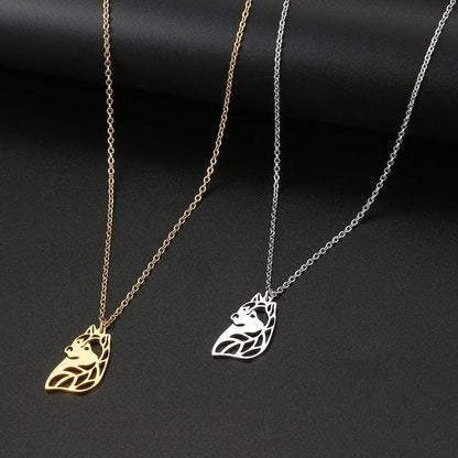 Collier pendentif chien Husky plaqué or / argent