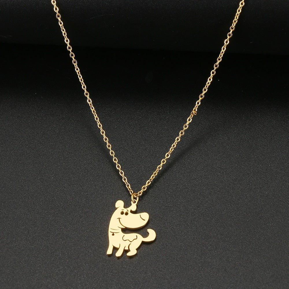 Collier pendentif chien mignon plaqué or / argent - MonPendentif