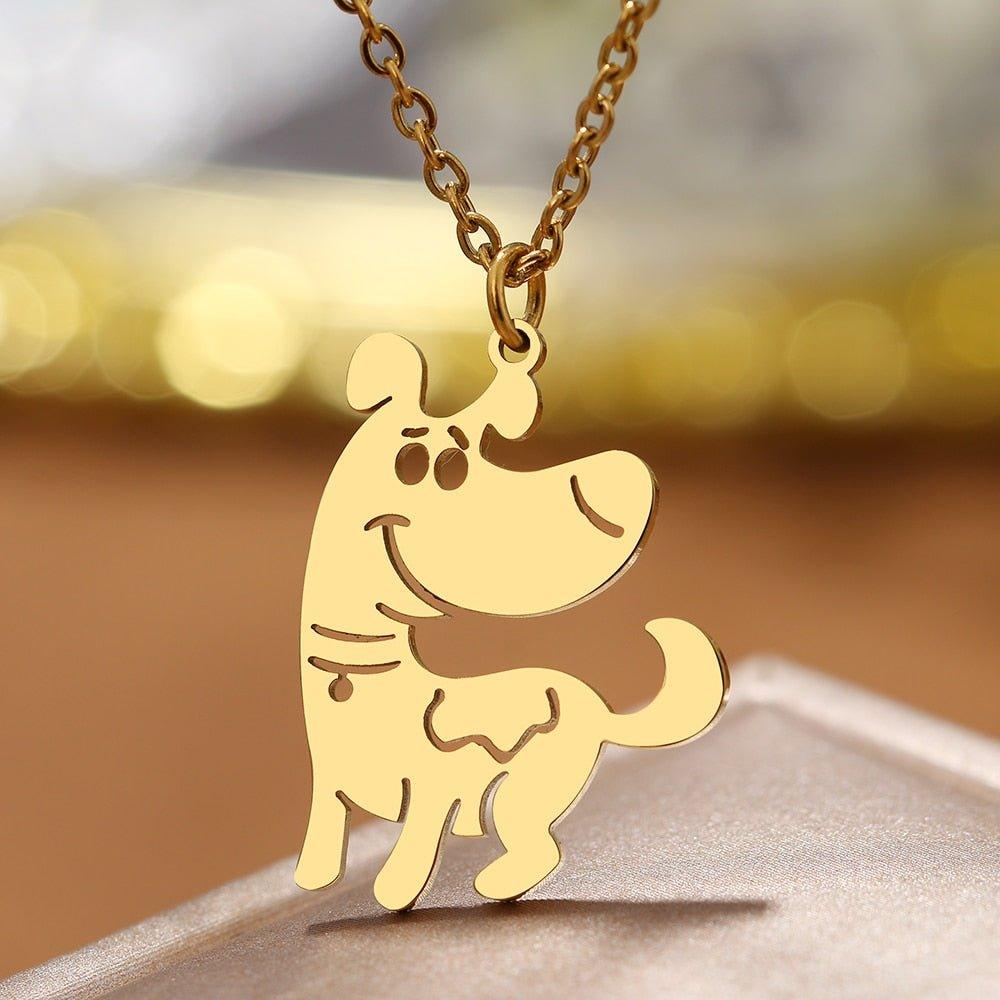 Collier pendentif chien mignon plaqué or / argent