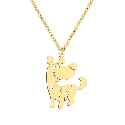 Collier pendentif chien mignon plaqué or / argent
