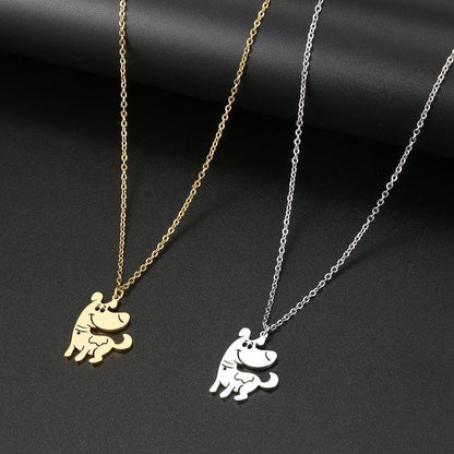 Collier pendentif chien mignon plaqué or / argent