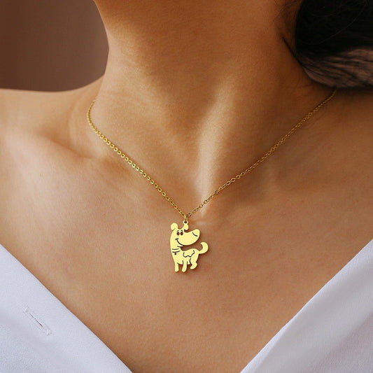 Collier pendentif chien mignon plaqué or / argent