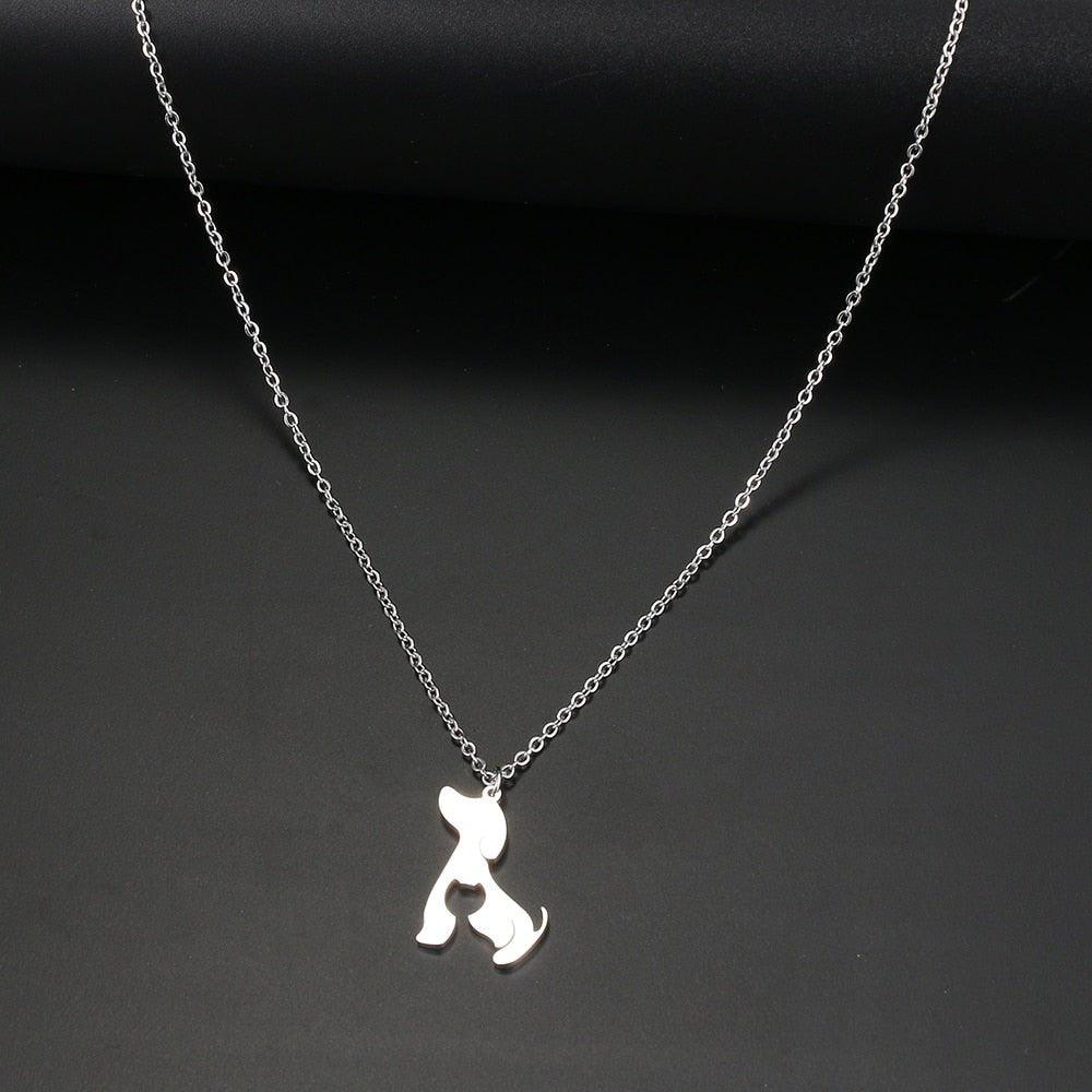 Collier pendentif chien plat chat plaqué or - MonPendentif