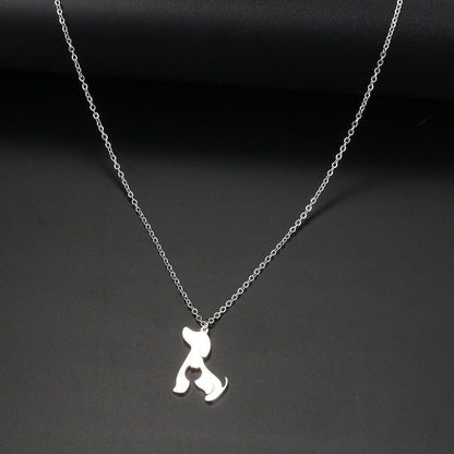 Collier pendentif chien plat chat plaqué or - MonPendentif
