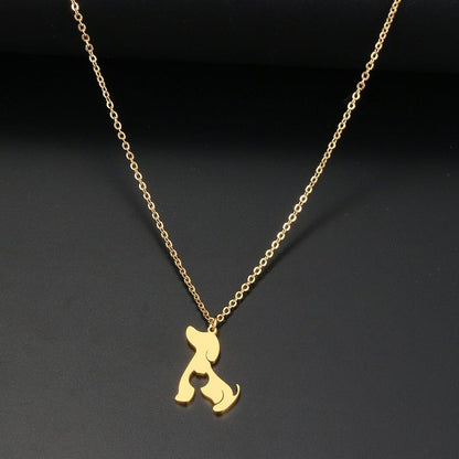 Collier pendentif chien plat chat plaqué or - MonPendentif