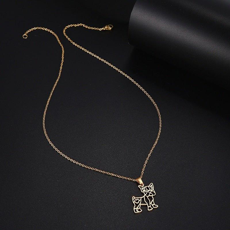 Collier pendentif chien superposable plaqué or / argent