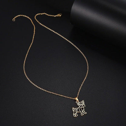 Collier pendentif chien superposable plaqué or / argent