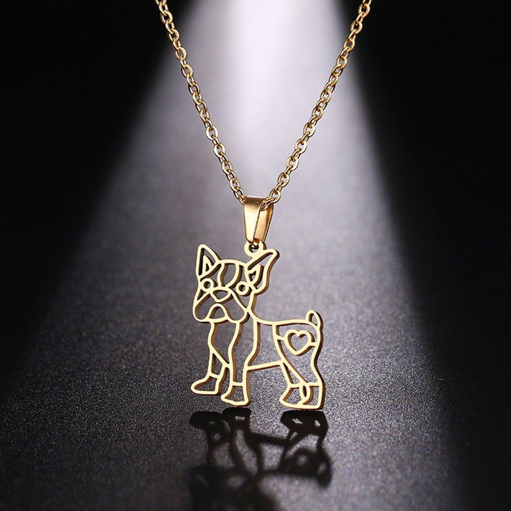 Collier pendentif chien superposable plaqué or / argent - MonPendentif