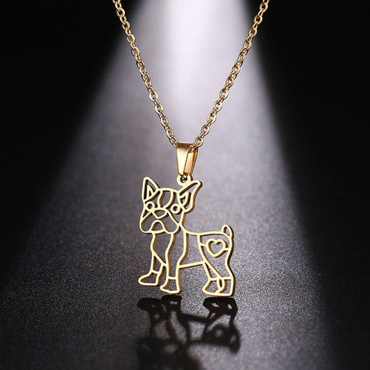 Collier pendentif chien superposable plaqué or / argent - MonPendentif