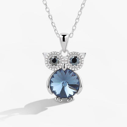 Collier pendentif chouette cristal en argent 925