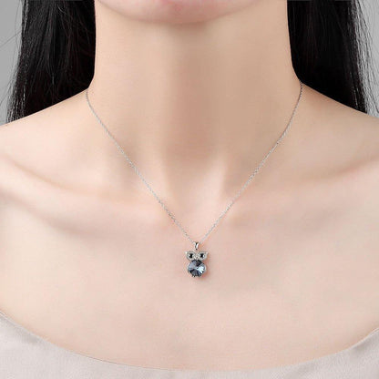 Collier pendentif chouette cristal en argent 925