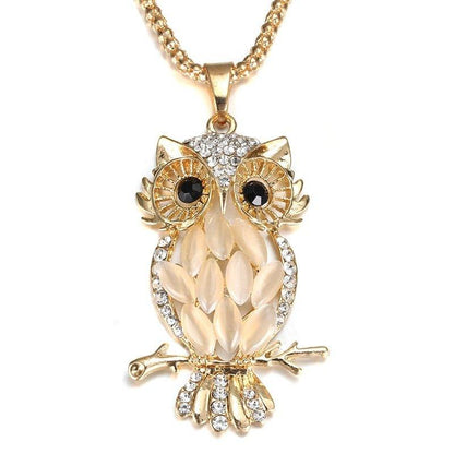 Collier pendentif chouette majestueux en strass