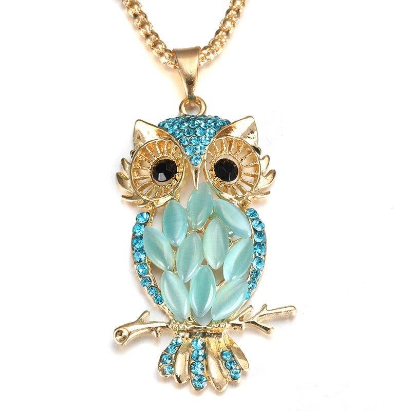 Collier pendentif chouette majestueux en strass - MonPendentif