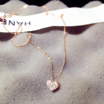 Collier pendentif coeur avec diamants plaqué argent / or rose