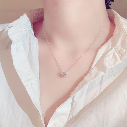 Collier pendentif coeur avec diamants plaqué argent / or rose