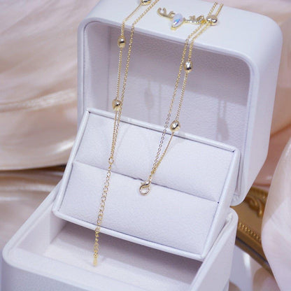 Collier pendentif coeur avec strass double tour plaqué or