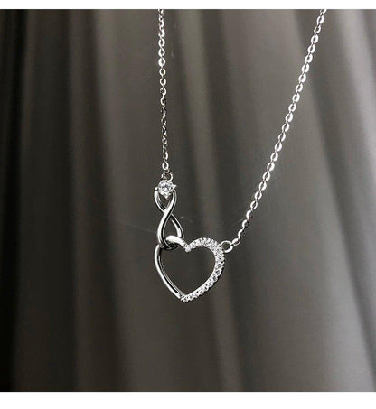 Collier pendentif coeur et infini plaqué argent - MonPendentif