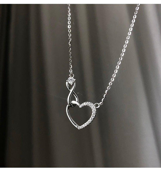 Collier pendentif coeur et infini plaqué argent - MonPendentif