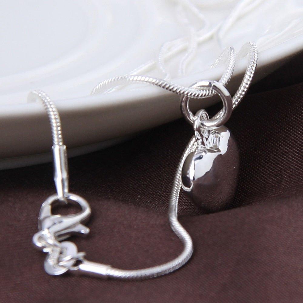Collier pendentif coeur lisse arrondi en argent 925