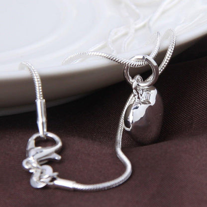 Collier pendentif coeur lisse arrondi en argent 925