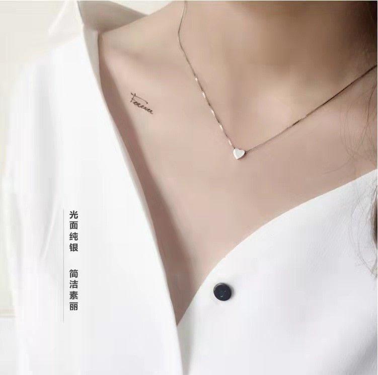 Collier pendentif coeur lisse en argent 925