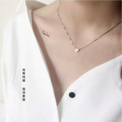 Collier pendentif coeur lisse en argent 925