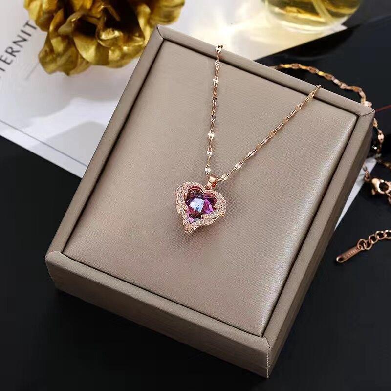 Collier pendentif coeur océan plaqué argent / or / or rose - MonPendentif