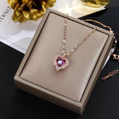 Collier pendentif coeur océan plaqué argent / or / or rose - MonPendentif
