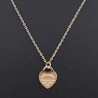 Collier pendentif coeur plat plaqué argent / or / or rose