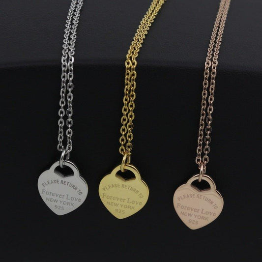 Collier pendentif coeur plat plaqué argent / or / or rose